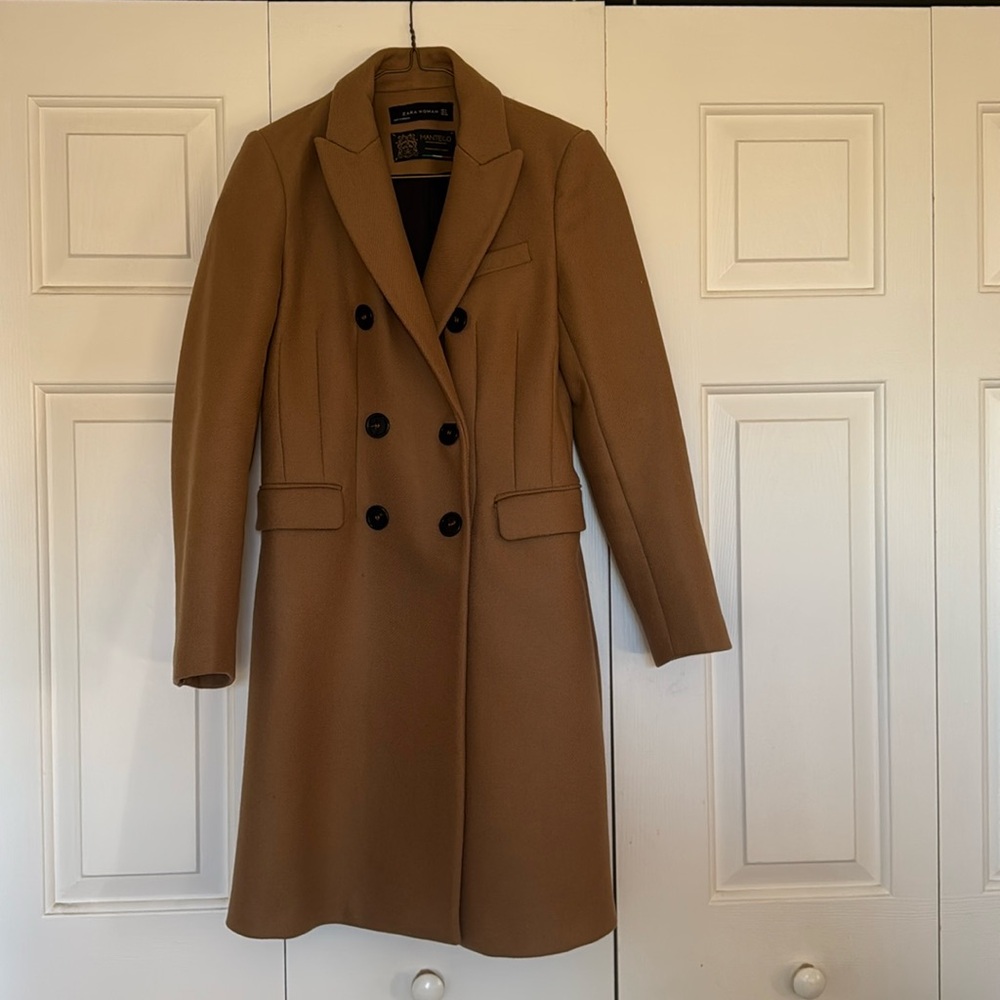 Zara Double-breasted Camel Coat size S